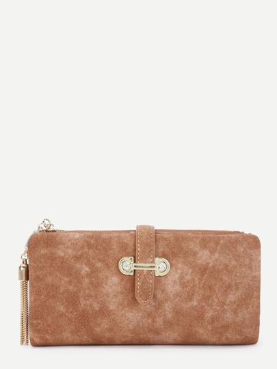 Chain Tassel Detail PU Wallet Set