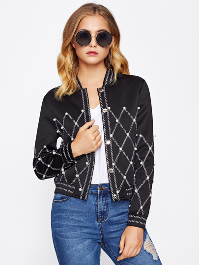 Jacke mit Geostich und Perle
