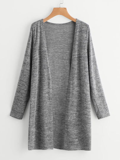 Heather Knit Slit Side Longline Cardigan