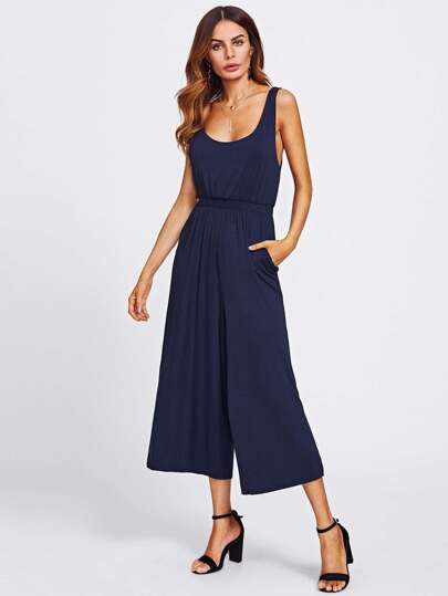 Elastic Waist Wide Leg Jumpsuit