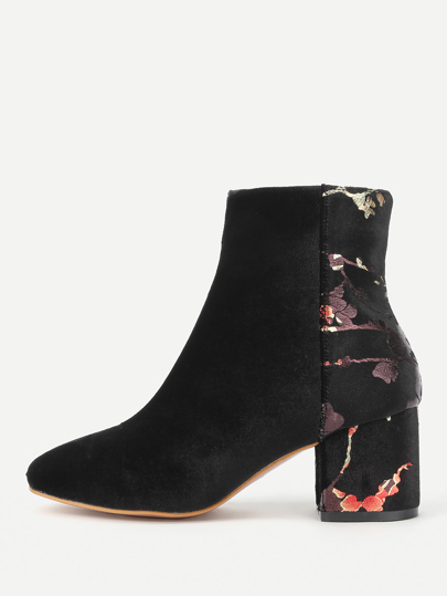 Samt Stiefeletten mit Blumenmuster