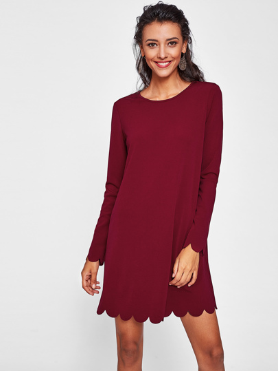 Scallop Edge Solid Dress