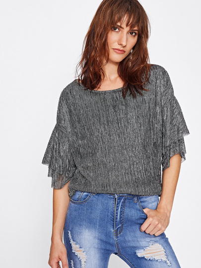 Ruffle Sleeve Sparkle Top