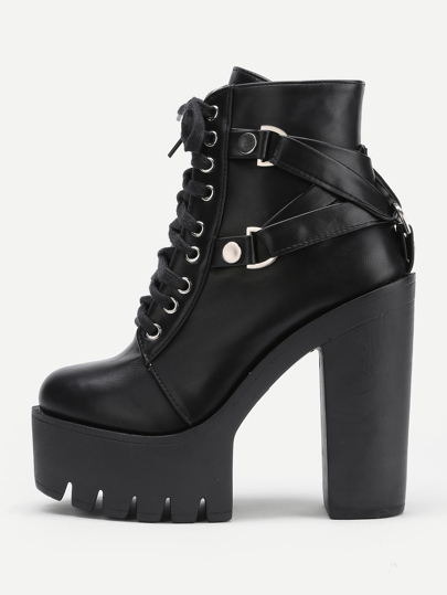 Bottes à talons hauts en PU avec le zip