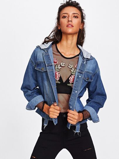 Jeans Jacke mit Flicken hinten