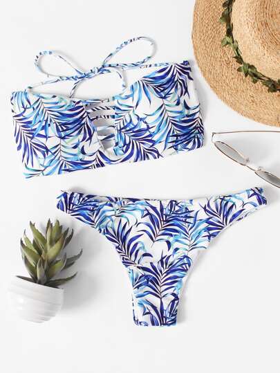Set di bikini con stampa di giungla