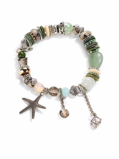 Starfish Detail Bead Charm Bracelet