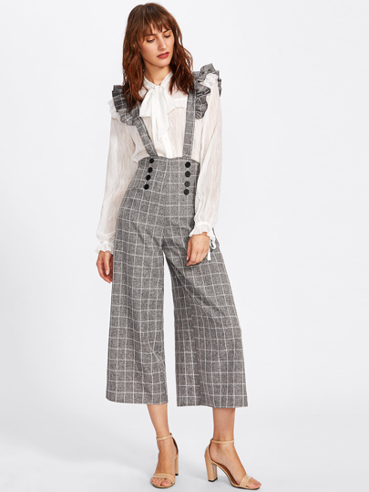 Pantalones con doble botonadura con volantes