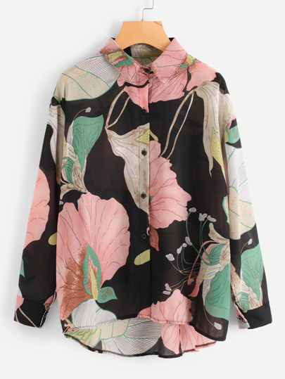 Blusa asimétrica con estampado floral
