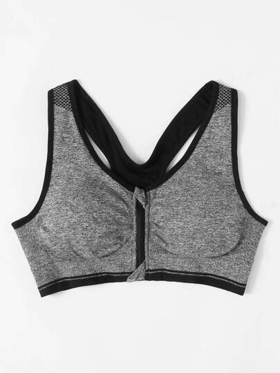 Zipper Front High Impact Sports Bra