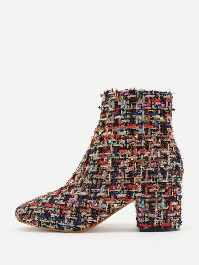 Bottes de cheville à talons hauts à motif mixte