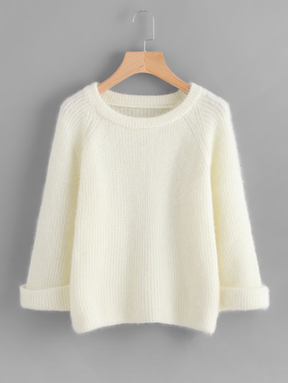 Cuffed Raglan Sleeve Sweater