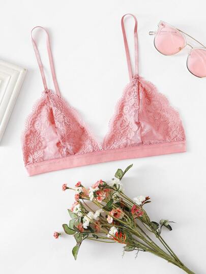 Scalloped Triangle Lace Bralette