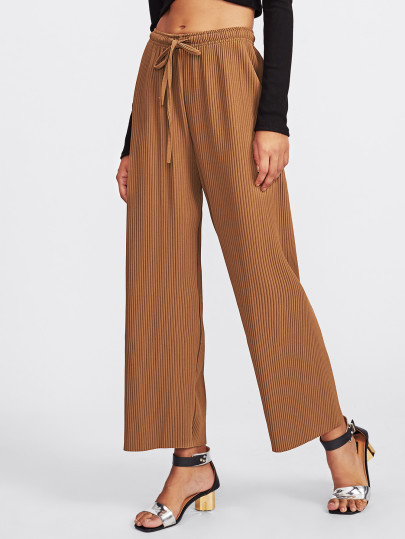 Drawstring Waist Ribbed Pants