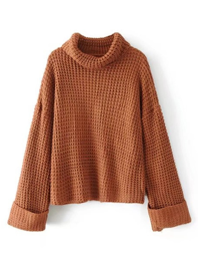 Turtleneck Waffle Knit Sweater