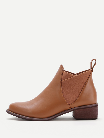 Almond Toe Cork Heeled PU Boots
