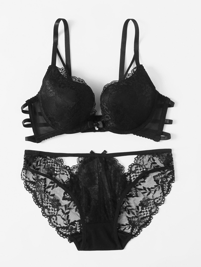 Ladder Cut Out Lace Lingerie Set