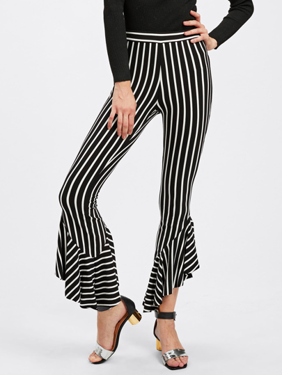 Frill Hem Striped Pants