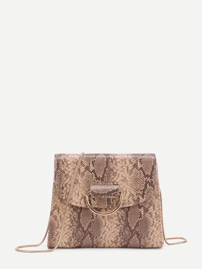 Snakeskin Pattern PU Flap Chain Bag