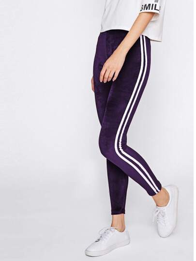 Leggings Velvet Striped Side