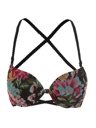 Criss Cross Floral Print Bralette