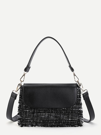 Bolso de hombro con detalle deshilachado