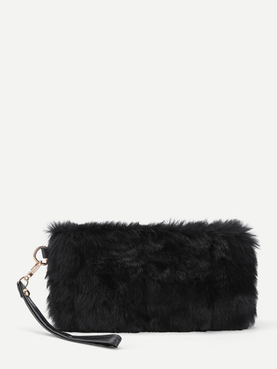 Faux Fur Design Clutch Bag