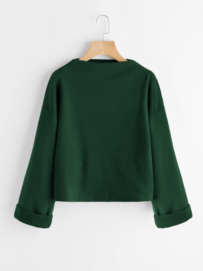 Sudadera de hombros caídos con bocamanga de canalé