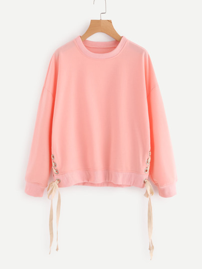 Pullover mit sehr tief angesetzter Schulterpartie und Band