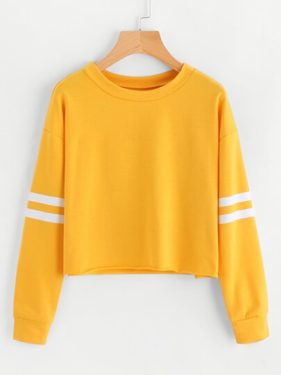 Varsity-Striped Sleeve Sweatshirt
