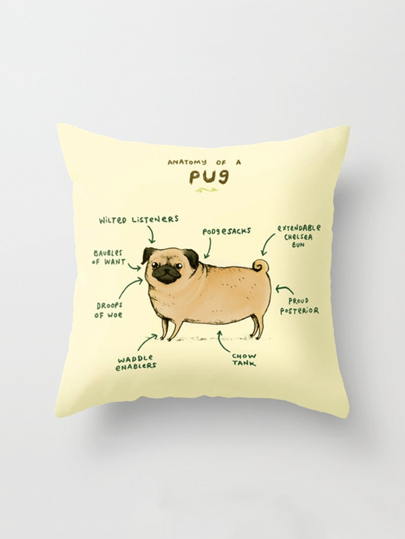 Pug Print Pillowcase Cover