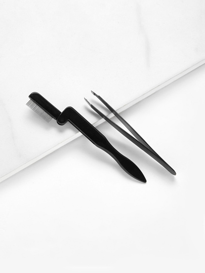 Eyebrow Comb & Slant Tweezer 2pcs
