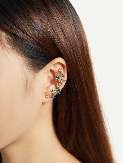 Boucles d\'oreille design de vague avec cristal 1 pièce
