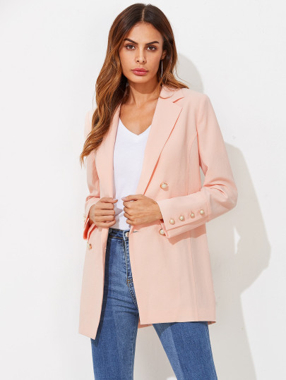 Blazer long avec perle et bouton