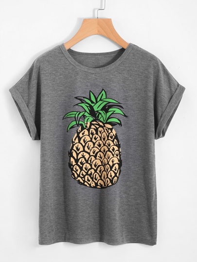 Pineapple Print Loose T-Shirt
