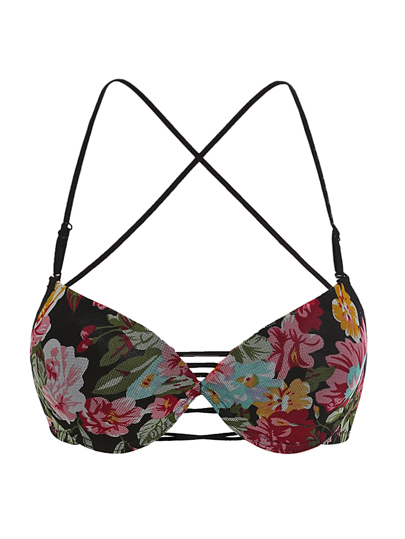 Calico Print Criss Cross Bralette