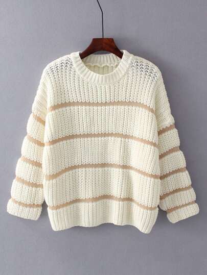 Drop Shoulder Striped Sweater
