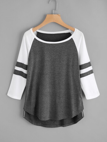 Tee avec pan asymétrique rayure