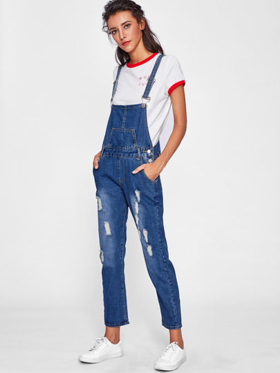Ripped Denim Jumpsuit