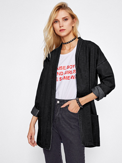 Blazer di jeans con spalle scivolate