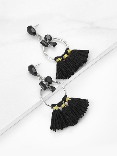 Pendientes con flecos y pedrería