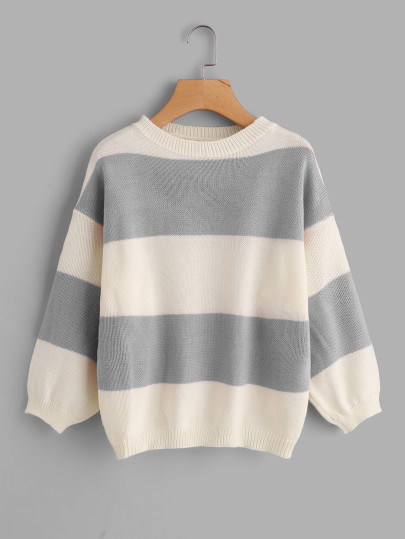 Jersey de hombro caído a rayas anchas