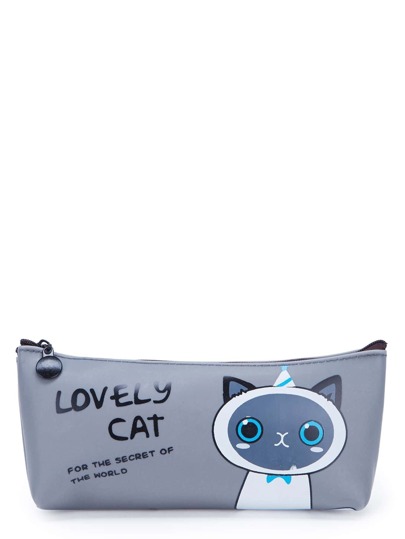 Pochette con stampa di slogan e gatto