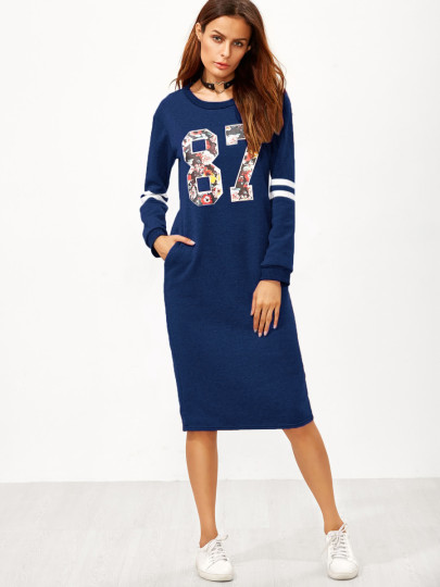 Sweat-shirt robe fendu au dos imprimé avec le zip