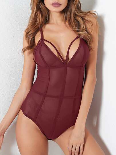 Strappy Caged Mesh Teddy