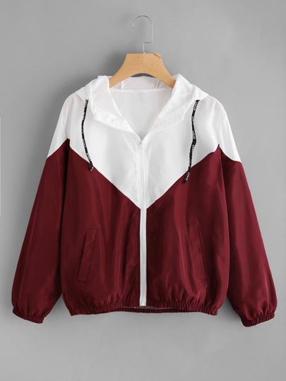 Chaqueta con capucha de dos colores