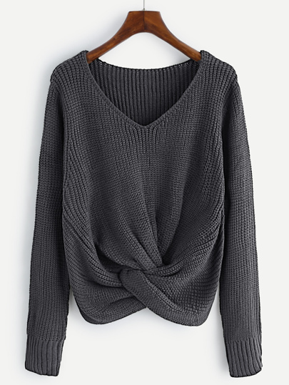 Pull avec torsion avant avec V col