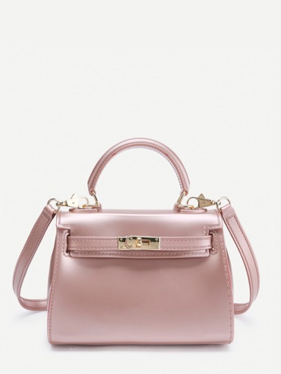 Twist Lock Detail PVC Shoulder Bag