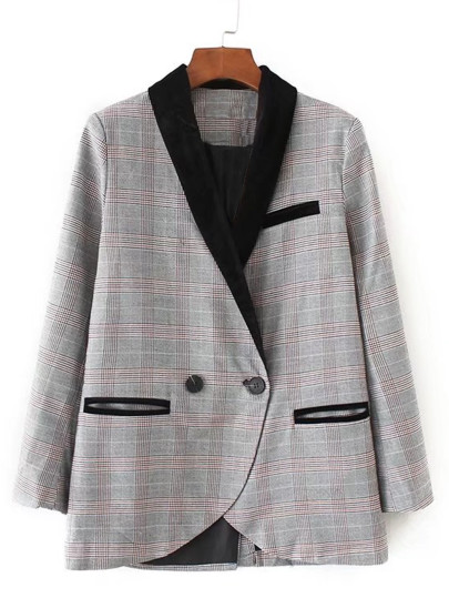 Blazer con collare del scialle a contrasto