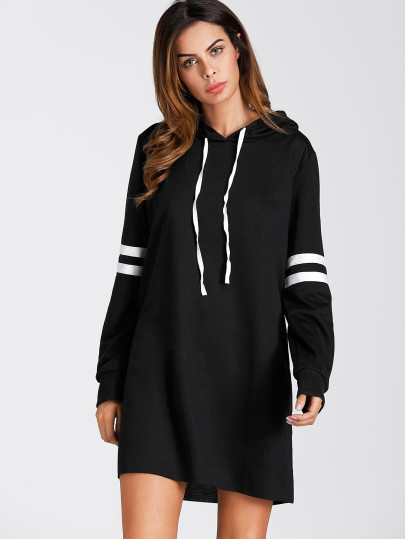 Varsity Striped Hoodie Dress